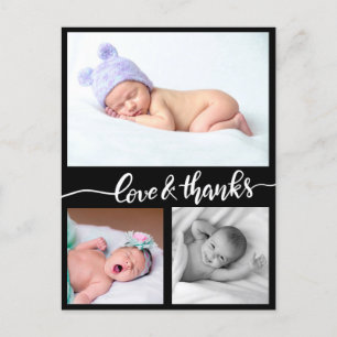 Postal Anuncio De Nacimiento Amor Y Gracias Tres Fotos