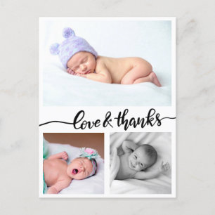 Postal Anuncio De Nacimiento Amor Y Gracias Tres Fotos