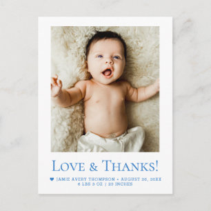 Postal Anuncio de nacimiento con foto de amor y agradecim