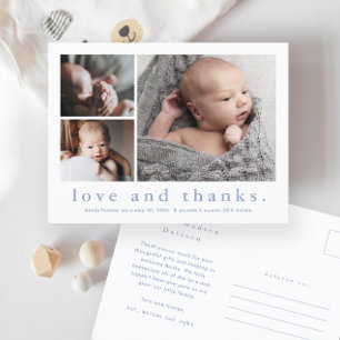 Postal Anuncio de Nacimiento con Foto de Amor y Agradecim