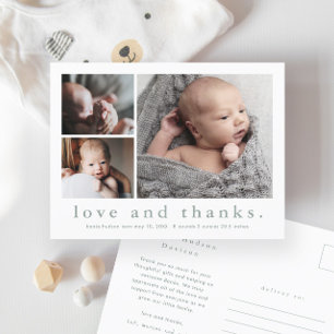 Postal Anuncio de Nacimiento con Foto de Amor y Agradecim