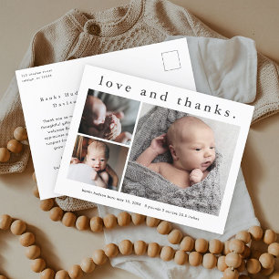 Postal Anuncio de Nacimiento con Foto de Amor y Agradecim