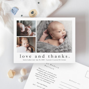 Postal Anuncio de Nacimiento con Foto de Amor y Agradecim