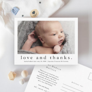 Postal Anuncio de nacimiento con foto de bebé con amor y