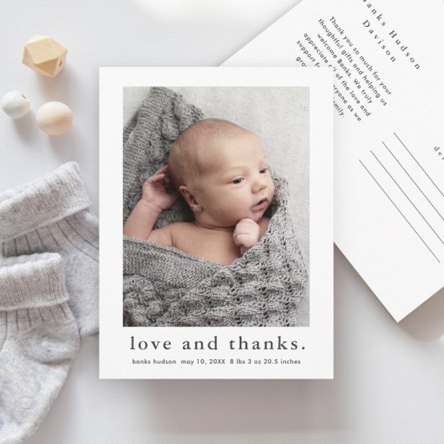 Postal Anuncio de nacimiento con foto de bebé con amor y  (Subido por el creador)