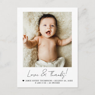 Postal Anuncio de nacimiento con foto de bebé con guión L