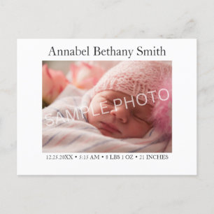 Postal Anuncio de nacimiento con foto del bebé