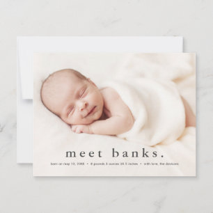 Postal Anuncio de nacimiento con nombre moderno de bebé