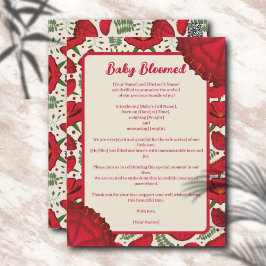Postal Anuncio de nacimiento de bebé con amapola roja