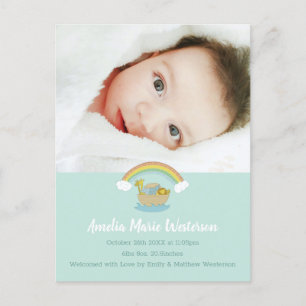 Postal Anuncio de nacimiento de bebé de Boho Arca de Noah