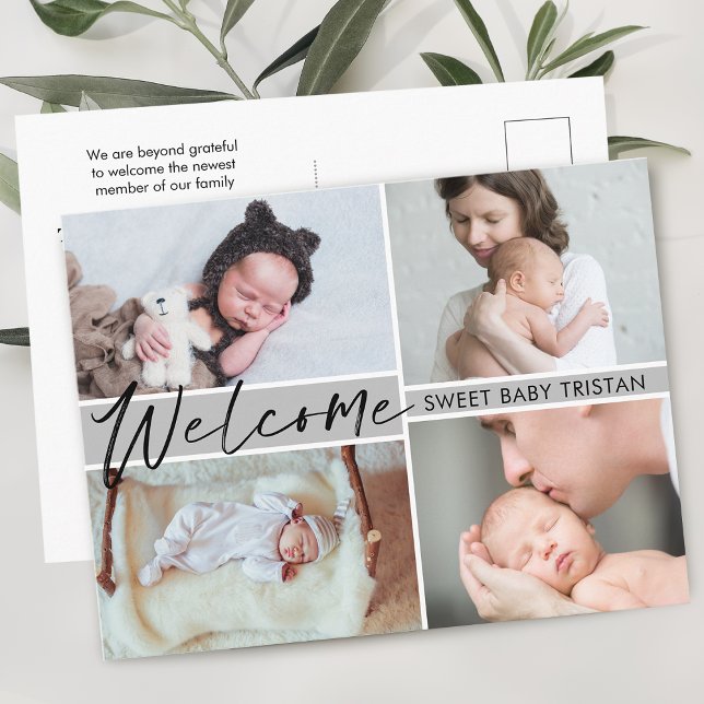 Postal Anuncio de nacimiento de bebé dulce bienvenido (Subido por el creador)