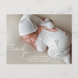 Postal Anuncio de Nacimiento de Bebé Elegante Agradecimie