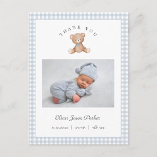 Postal Anuncio de nacimiento de bebé niño Teddy Bear Ging