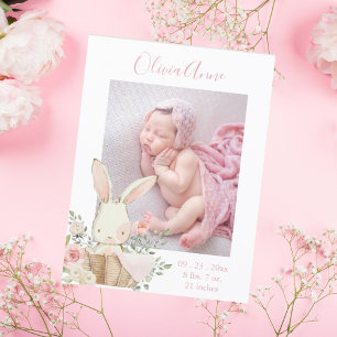 Postal Anuncio de nacimiento de Bunny, Chica fotográfica