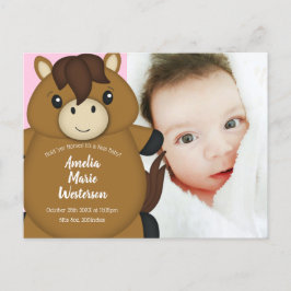 Postal Anuncio de nacimiento de caballos