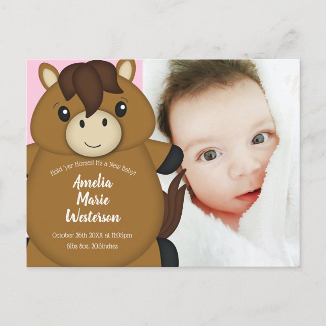 Postal Anuncio de nacimiento de caballos (Anverso)