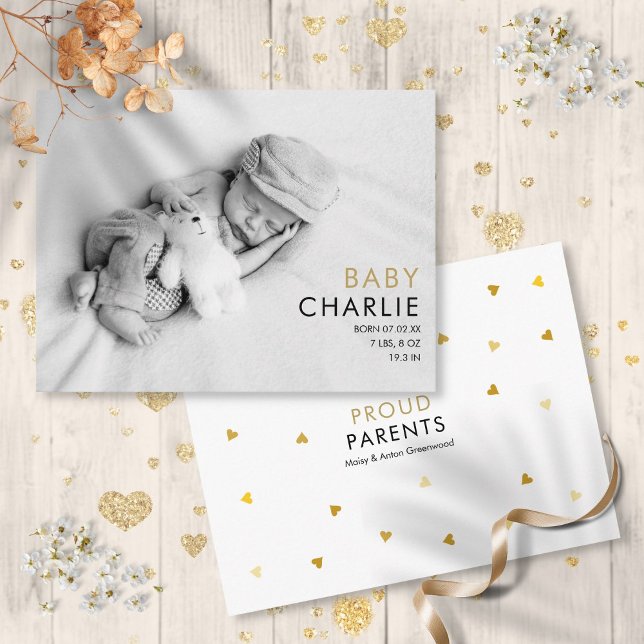 Postal Anuncio de nacimiento de foto de bebé simple y ele (Simple Elegant Baby Photo Birth Announcement Postcard)