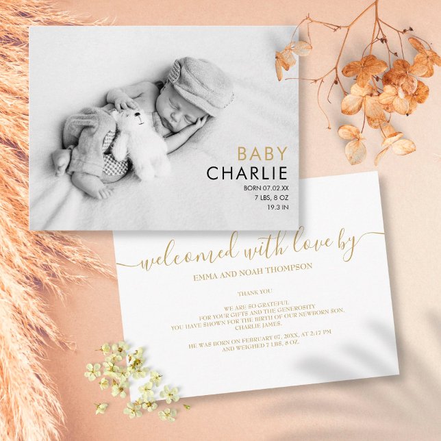 Postal Anuncio de nacimiento de foto de bebé simple y ele (Subido por el creador)