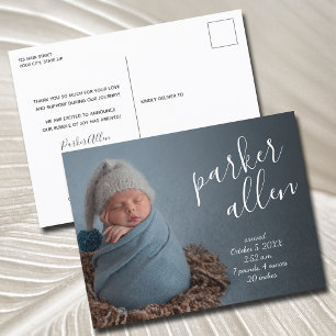 Postal Anuncio de nacimiento de guión elegante