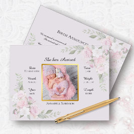 Postal Anuncio de nacimiento de la foto