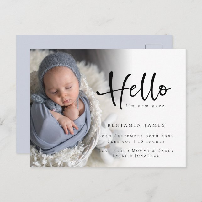 Postal Anuncio de nacimiento de la foto de Recién nacido  (Anverso / Reverso)