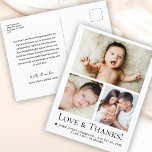 Postal Anuncio de nacimiento de Love and Gracias Baby Pho<br><div class="desc">Expresar gratitud con estilo con el amor simple y gracias tipografía foto Grid Baby Boy gracias postal! Con un diseño limpio y una distribución de rejilla de fotos, esta tarjeta de personalizable es perfecta para mostrar los momentos adorables de su pequeño, mientras da las gracias a amigos y familiares. Una...</div>