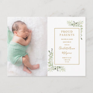 Postal  Anuncio de nacimiento del bebé con foto de vegeta