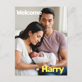 Postal Anuncio de nacimiento del bebé personalizado - Mín