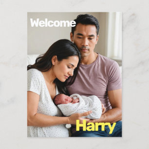 Postal Anuncio de nacimiento del bebé personalizado - Mín