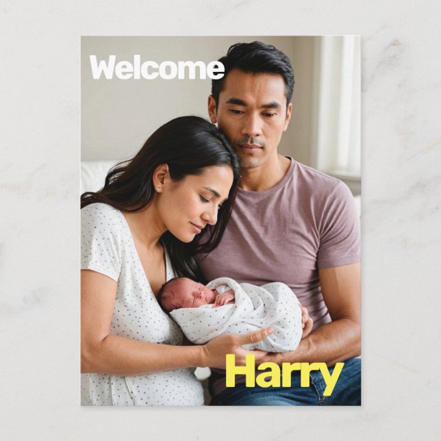 Postal Anuncio de nacimiento del bebé personalizado - Mín (Anverso)