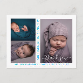 Postal Anuncio de nacimiento del guión de Collage de foto