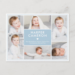 Postal Anuncio de nacimiento editable de color Sweet Hear