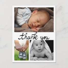 Postal Anuncio De Nacimiento Gracias Tres Fotos Modernas
