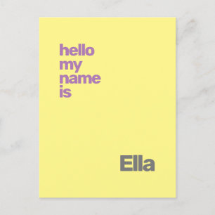 Postal anuncio de nacimiento recién nacido amarillo morad