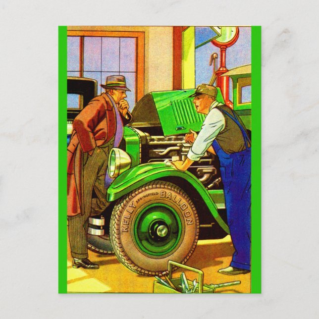 Postal Anuncio de neumáticos en globo de Kelly Springfiel (Anverso)