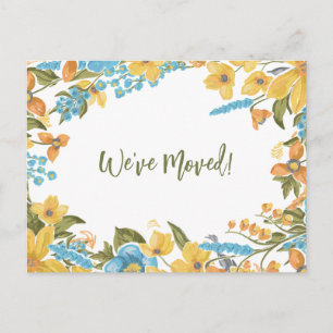 Postal Anuncio de nueva casa Nos hemos mudado Floral Amar