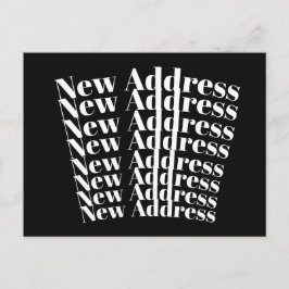 Postal Anuncio de nueva dirección en negro y blanco moder