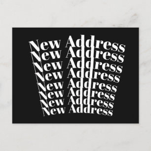 Postal Anuncio de nueva dirección en negro y blanco moder