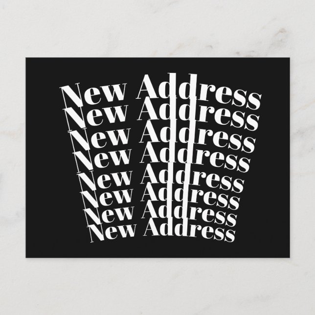 Postal Anuncio de nueva dirección en negro y blanco moder (Anverso)