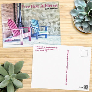 Postal Anuncio de Nueva Dirección Sillas Adirondack Pórti