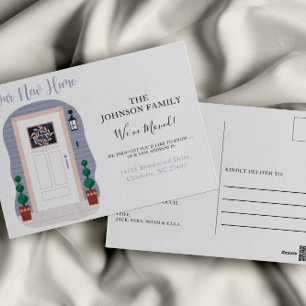 Postal Anuncio de Nuevo Dirección Azul Pastel Nos hemos M