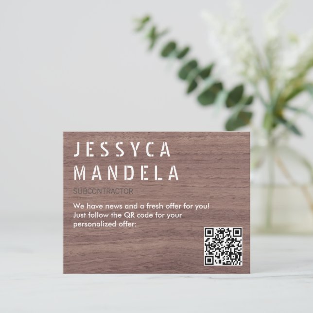 Postal anuncio de oferta de código QR (Anverso de pie)