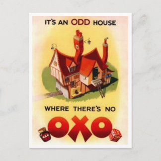Postal Anuncio de OXO de época - Es una casa extraña dond