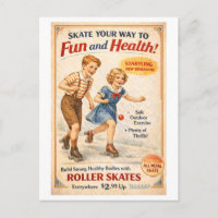 Anuncio de patines de ruedas al estilo vintage