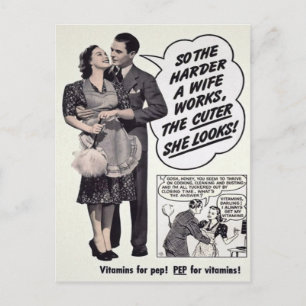 Postal Anuncio de pedido de correo de esposa de vintage