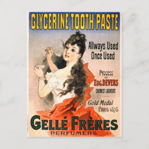 Postal Anuncio de pegado dental de glicerín francés vinta