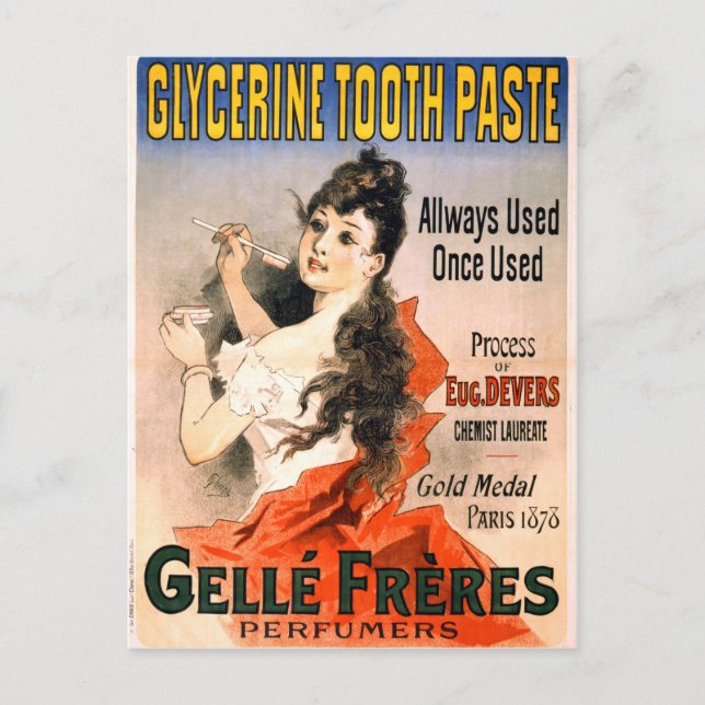 Postal Anuncio de pegado dental de glicerín francés vinta (Anverso)