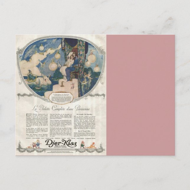 Postal anuncio de Perfume francés romántico de Djerkiss (Anverso)