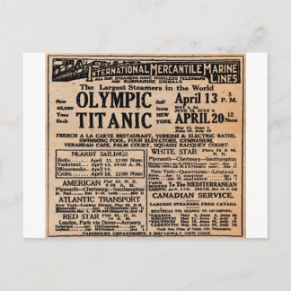 Postal Anuncio de periódico Titanic