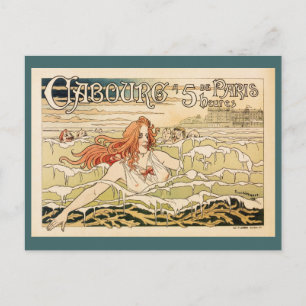 Postal Anuncio de playa francés de la cuenca del Vintage 